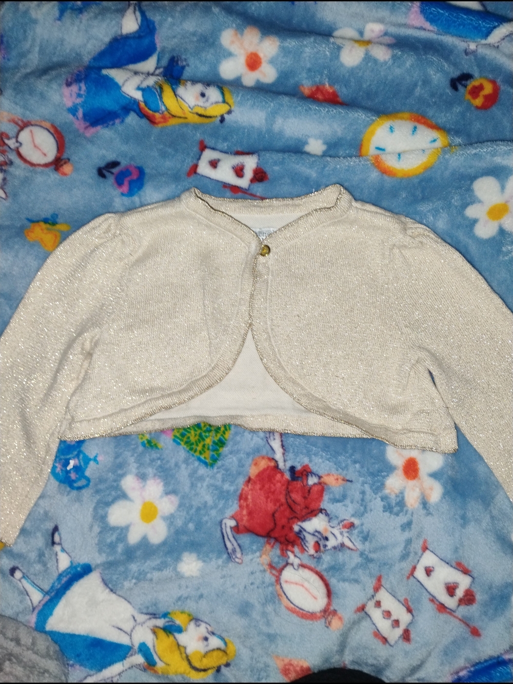 Carter's Cream and Gold Metallic Knit Cardigan